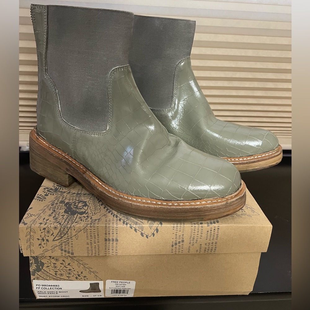 Free People Arlo Ankle Boot. Dust storm crocodile print.